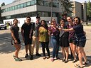 The summer 2017 ABEL lab watching the solar eclipse (left to right) Marissa Fazio, Nick Tsui, Ben Baxter, Sanduni Talagala, Emilie Rayner, Sherry Du, Noah Houpt, Kirsten Nikle, Sigal Balshine